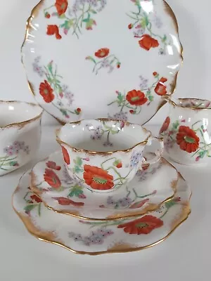 Buy Antique Hammersley & Co Tea Cup, Saucer,Plate,Serving Plate,Creamer & Sugar Bowl • 134£