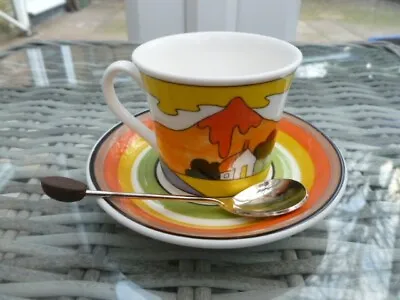 Buy Wedgwood Clarice Cliff Cafe Noir Coffee Cup And Saucer, Fantasque Mountain • 39.99£