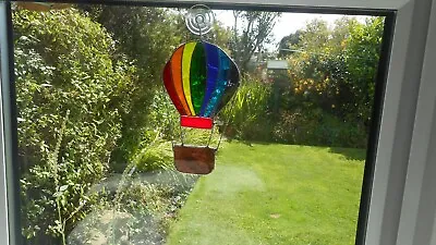 Buy Stained Glass Hot Air Balloon (Rainbow Colours) Suncatcher • 27£
