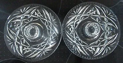 Buy Two Lovely Vintage Clear Pressed Glass Saucer Shaped Candle Holders. • 9.99£