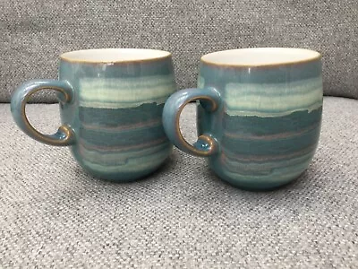 Buy Denby Azure Coast Curve Turquoise Large Coffee/ Tea Mugs Set Of 2 ❗️ • 30£