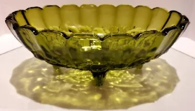 Buy Indiana Glass Green Large Oval Footed Grape Harvest Fruit Bowl • 19.88£