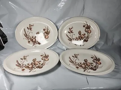 Buy Porcelain Oval Dinner Plates X4 Crown Harvest Design England Staffordshire VGC • 11.99£