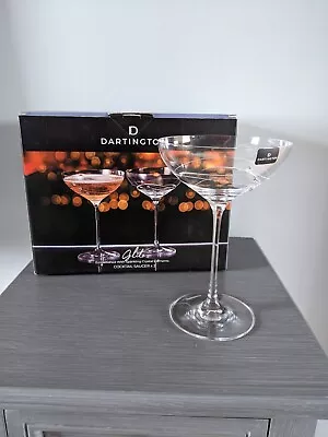 Buy Dartington Clear Lead Crystal Glitz Cocktail/Champagne Saucers Glasses Set Of 2 • 36£