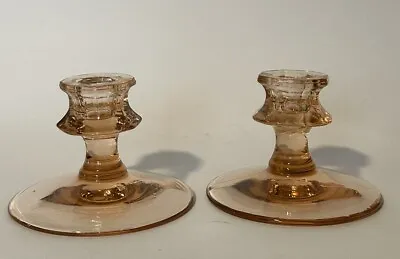Buy Vintage Liberty Falls Pink Depression Glass Candle Stick Holders Pair • 19.21£
