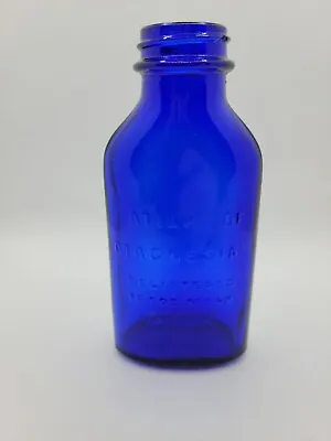 Buy Vintage Milk Of Magnesia Registered Trademark Cobalt Blue Glass Bottle 13cm High • 3£