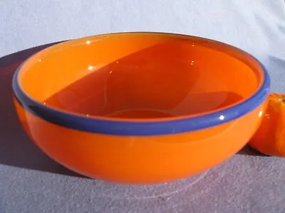 Buy Bohemian Kralik Art Deco Orange Blue Tango Art Glass Bowl  From 1930s • 65£