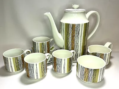 Buy Vintage 1960s Midwinter Pottery Sienna Stripe 12 Piece Coffee Set Jessie Tait • 50£