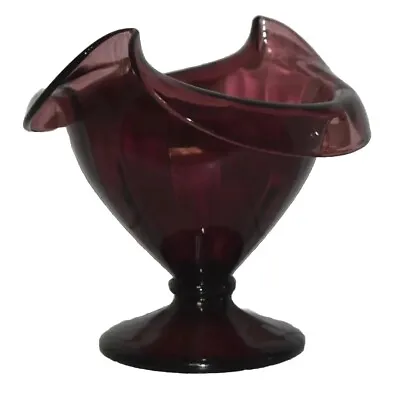 Buy VTG Amethyst Purple Depression Glass Folded Pedestal Bowl Jack In Pulpit Style • 17.74£