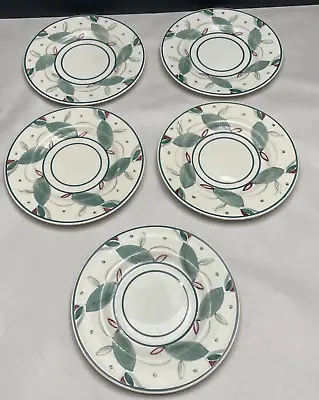Buy Set (5) Susie Cooper Crown Works Burslem England 6.25” Bread Plates White Green • 24£