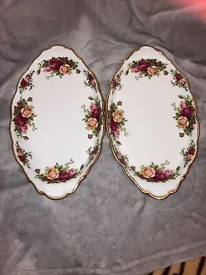 Buy Pair Royal Albert Old Country Roses Oval Shallow Sweet Trinket Tray 10” X 6” • 16£