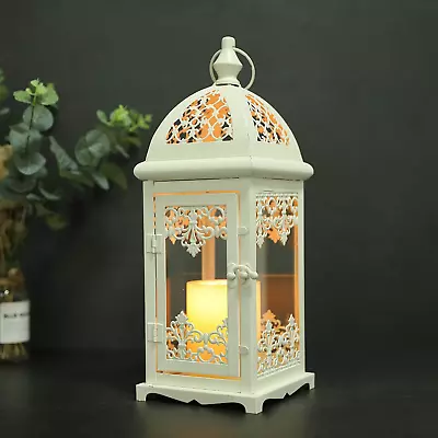 Buy JHY DESIGN Glass Candle Lanterns, 38cm High Metal Candle Holders Vintage Hanging • 36.46£