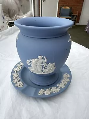 Buy Wedgwood Jasper Ware Blue 4 Inch Vase With Saucer Base • 25£