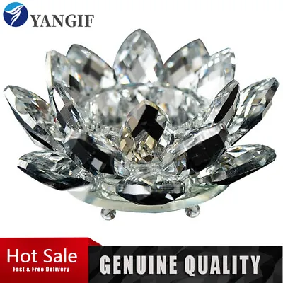 Buy Candle Holder Crystal Glass Lotus Flower Candlesticks Stand Tea Light Holder • 11.97£