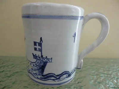 Buy Vintage Handmade Mug Terracotta Pottery Rye Sussex Early Sailing Ship Design • 19.99£