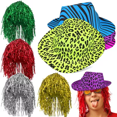 Buy 1 Set Party Props Photo Booth Props Novelty Hats Rave Hats Tinsel Wigs • 12.23£