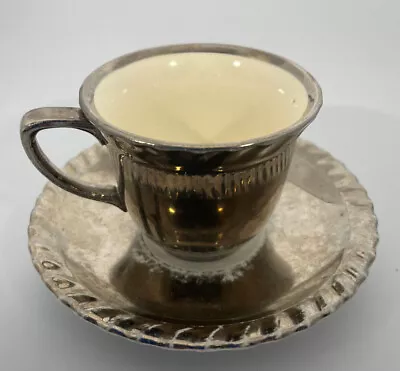 Buy Gray's Pottery Silver Lustre Porcelain Coffee Cup And Saucer • 1.50£