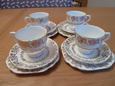 Buy Stanley Set Of 4 Tea Cups, Saucers & Side Plates Vintage Fine Bone China • 10£