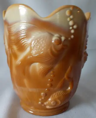 Buy Fenton ART GLASS Chocolate Goldfish Vase 100th Anniversary Ware 5150 CK • 87.57£