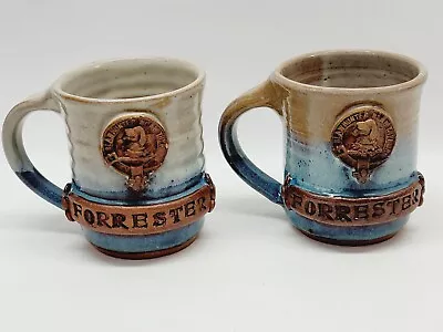 Buy Scottish Clan Forrester Art Pottery Coffee Mugs With Family Crest Signed • 80.69£