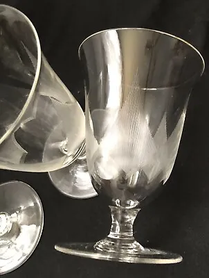 Buy Set Of 4 Antique Low Sherbet 4.75” Crystal Glasses Large Diamond Cut Pattern • 19.20£