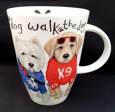 Buy Walk The Dog Large Fine Bone China Coffee Mug In White & Multi  By Roy Kirkham • 9.95£
