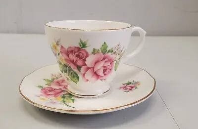 Buy Vintage Duchess England Bone China Teacup & Saucer Floral Pink Roses Gold Trim • 10.85£