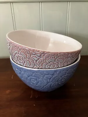 Buy 2 Blue Harbour Bowls By John Lewis Textured Pattern One Pink One Blue • 14.99£