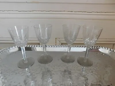 Buy Set Of Four Small Glasses Crystal Carved IN The Flavour Baccarat St Louis • 72.94£