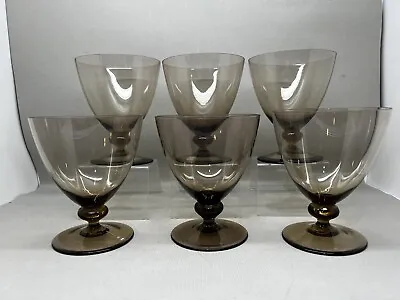 Buy 6 X 1920’s Simon Gate Orrefors Sandvik Smokey Glass Wine Goblets (P-224 171) • 75£