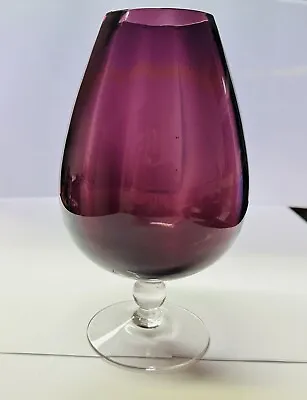 Buy MCM Empoli Italian Amethyst Optic Brandy Snifter Vase Hand Blown Art Glass 22cm • 16.50£