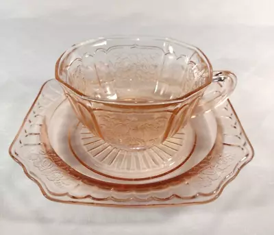 Buy Mayfair/Open Rose Hocking Cup And Saucer 1931-37 Pink Depression Glass • 19£