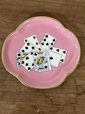 Buy Rare Minton Pottery Mini Pink Playing Card Design Dish (1912-1950) • 25£