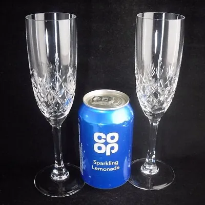 Buy Pair Of Edinburgh Crystal KELSO Champagne Flutes Glasses 8 H (signed) • 19.99£