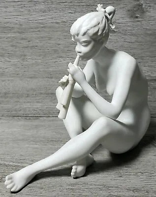 Buy AK KAISER West Germany Young Girl Playing Flute,White Bisque Porcelain Sculpture • 69.99£