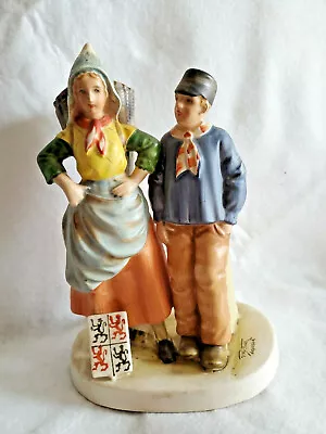 Buy Vintage Dutch Folk Art Hand Painted Welsh Couple Ray Falk Deposed Figurine R@RE • 53.03£