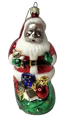 Buy Hand Blown Glass Santa Toy Bag Glitter Ornament 7” Santa’s Best Crazing • 12.28£