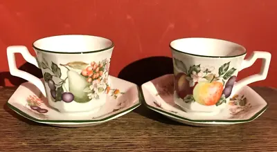Buy Johnson Bros England Fresh Fruit Small Coffee Cups & Saucers Set Of 2 Vintage • 5.99£