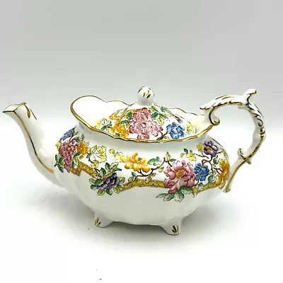 Buy Hammersley 4399 Vintage Tea Pot Bone China England Floral Rare 6/54 3D Feet • 359.64£