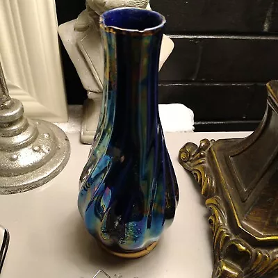 Buy 1930's Vintage Sadler Majestic Lustre Blue Spiral Pottery Vase • 9.99£