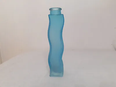 Buy Decorative Light Blue Glass Bottle Wavy Wave Bendy Style Bottle Home Decor • 14.95£