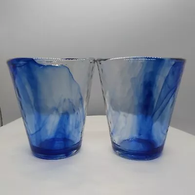 Buy Bormioli Rocco Italy Murano  Cobalt Blue Swirl 8oz Rocks Glasses Set Of 2  • 23.82£