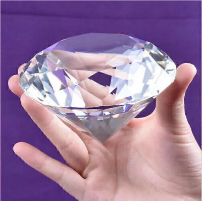 Buy 100mm Large Clear Crystal Cut Glass Giant Diamond Paperweight E0W0 • 17.04£