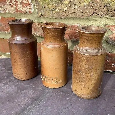 Buy Traditional Cottagecore Farmhouse Kitchen Home Décor Vintage Stoneware Pots X 3 • 19.99£