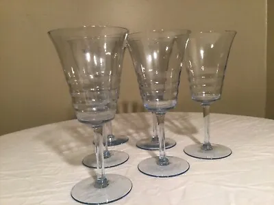 Buy Blue Crystal Wine Glasses. Antique. Set Of 8. Six Wine Glasses, 2 Water Glasses. • 105.10£