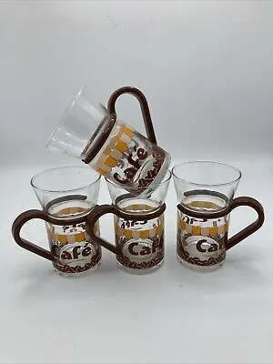 Buy Set Of 4 Glass Mugs Cups By Inspiration. Glass Vintage Cafe Coffee Mugs • 25£