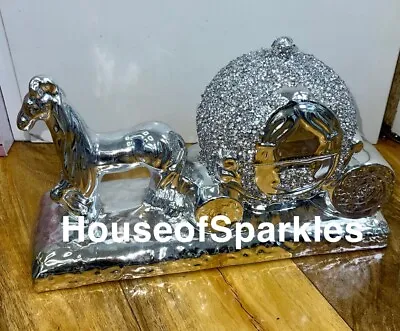 Buy Crushed Diamond Silver Crystal Horse And Cinderella Carriage Ornament ✨ • 24.99£