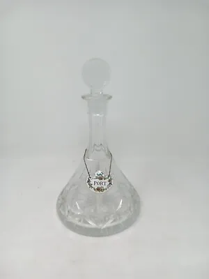 Buy Vintage Cut Glass Crystal Port Decanter With Fine Bone China Tag • 24.99£
