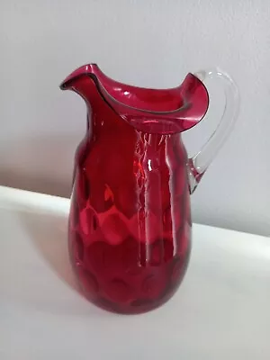 Buy Victorian Cranberry Dimpled Glass Jug ,pontil Mark • 10£