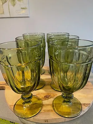Buy Vintage Libbey Gilbralter Duratuff Green Drinking Glasses, Set Of 6, EUC • 55.65£